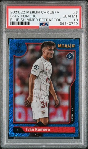 2021-22 Topps Merlin UEFA /75 Ivan Romero #6 Blue Shimmer