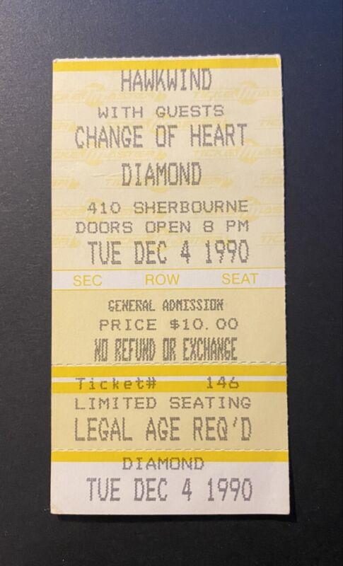 HAWKWIND Orig Vintage Toronto Ticket Stub 1990 Space Rock Psych Motorhead No LP