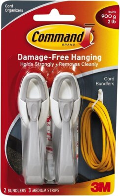 Command Cord Bundlers, White, 3-PACK