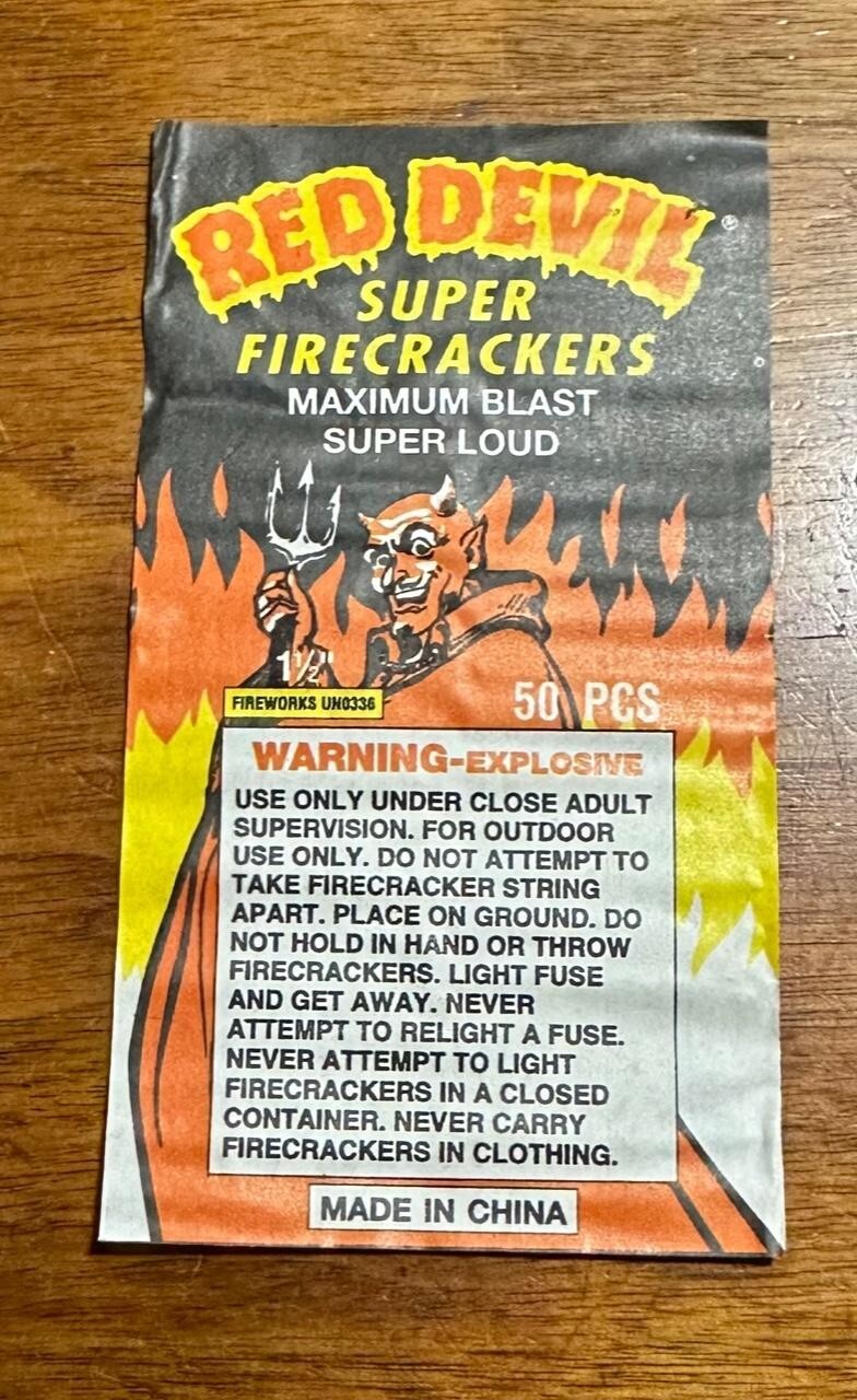 1990's Red Devil Brand Chinese Firecrackers Fireworks Label
