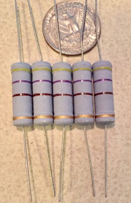 5 PCS 470 ohm 470R 5Watt Carbon Film Resistors  5% Tolerance 