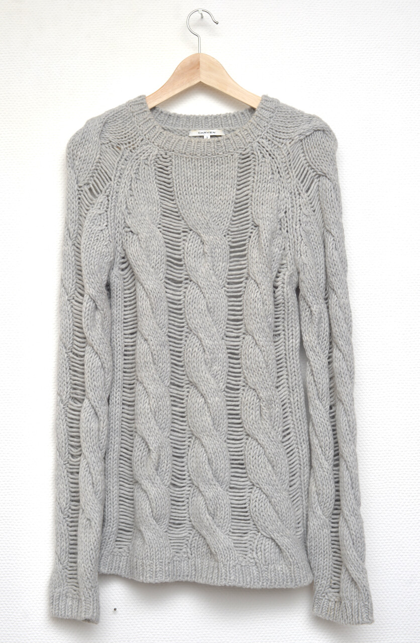 Carven Strickpullover Grau S Grobstrick