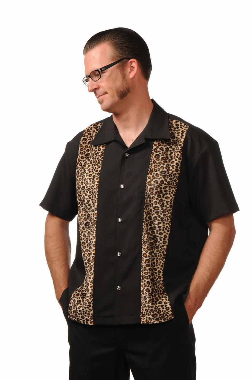 Steady Clothing Leopard Panel Punk Rockabilly Button Down