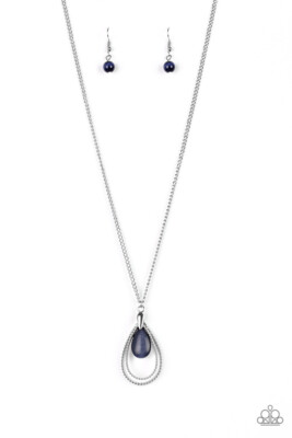 Vintage~~Paparazzi Jewelry Long Necklace~~Teardrop Tranquility Blue Necklace