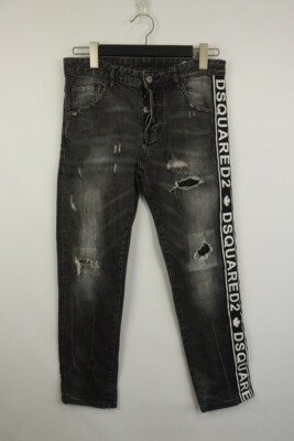 DSQUARED 2 Gray Wash Denim Skinny Fit Distressed Jeans Size 46