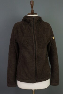 Fjall Raven Bison Brown Full Zip Hooded Fleece Jacket Sweater Size M
