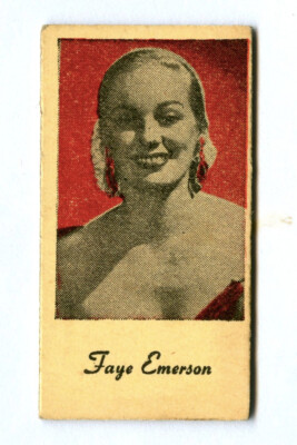Vintage 1940s FAYE EMERSON Peerless Engrav-O-Tints MOVIE STARS Fortune Card!