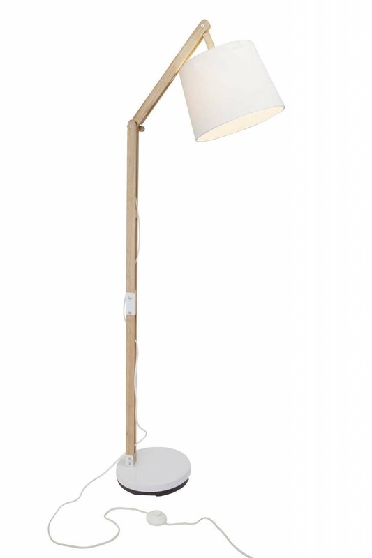 Brilliant Lampadaire Carlyn Lampadaire 1 LumiÃ¨Re Bois Clair / Blanc |Â 1x A60, E2