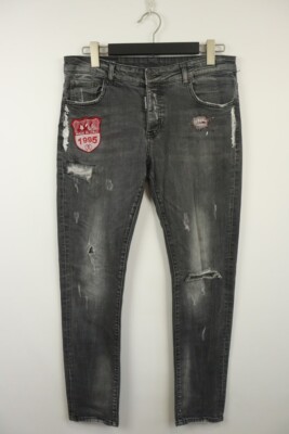 DSQUARED 2 Gray Wash Denim Regualr Skinny Distressed Jeans Size 52
