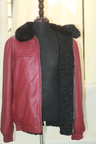 Pre-owned Handmade Reversible Persian Lamb Fur & Leather Jacket Coat All Sizes Colors In Red