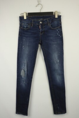 DSQUARED 2 Blue Wash Denim Skinny Fit Distressed Jeans Size 38