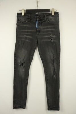 DSQUARED 2 Gray Wash Denim Distressed Skinny Fit Jeans Size 33