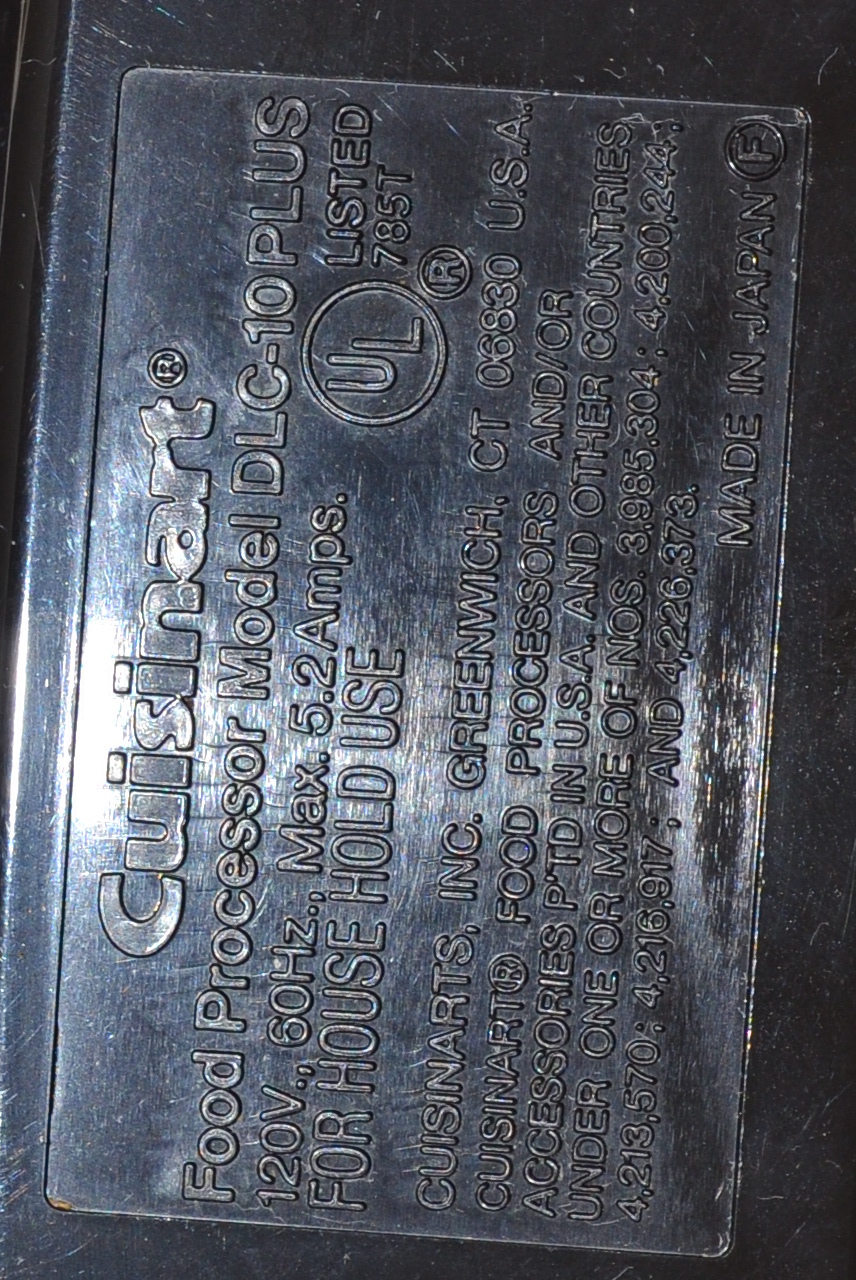 VINTAGE CUISINART DLC-10 PLUS FOOD PROCESSOR MOTOR BASE TESTED  **(WORKS)**