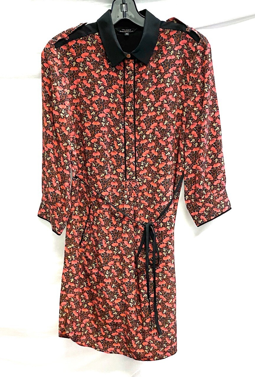 

Платье-рубашка на пуговицах с шелковым принтом TED BAKER Kyrin, черно-красное, 2 TB S, Multicolor