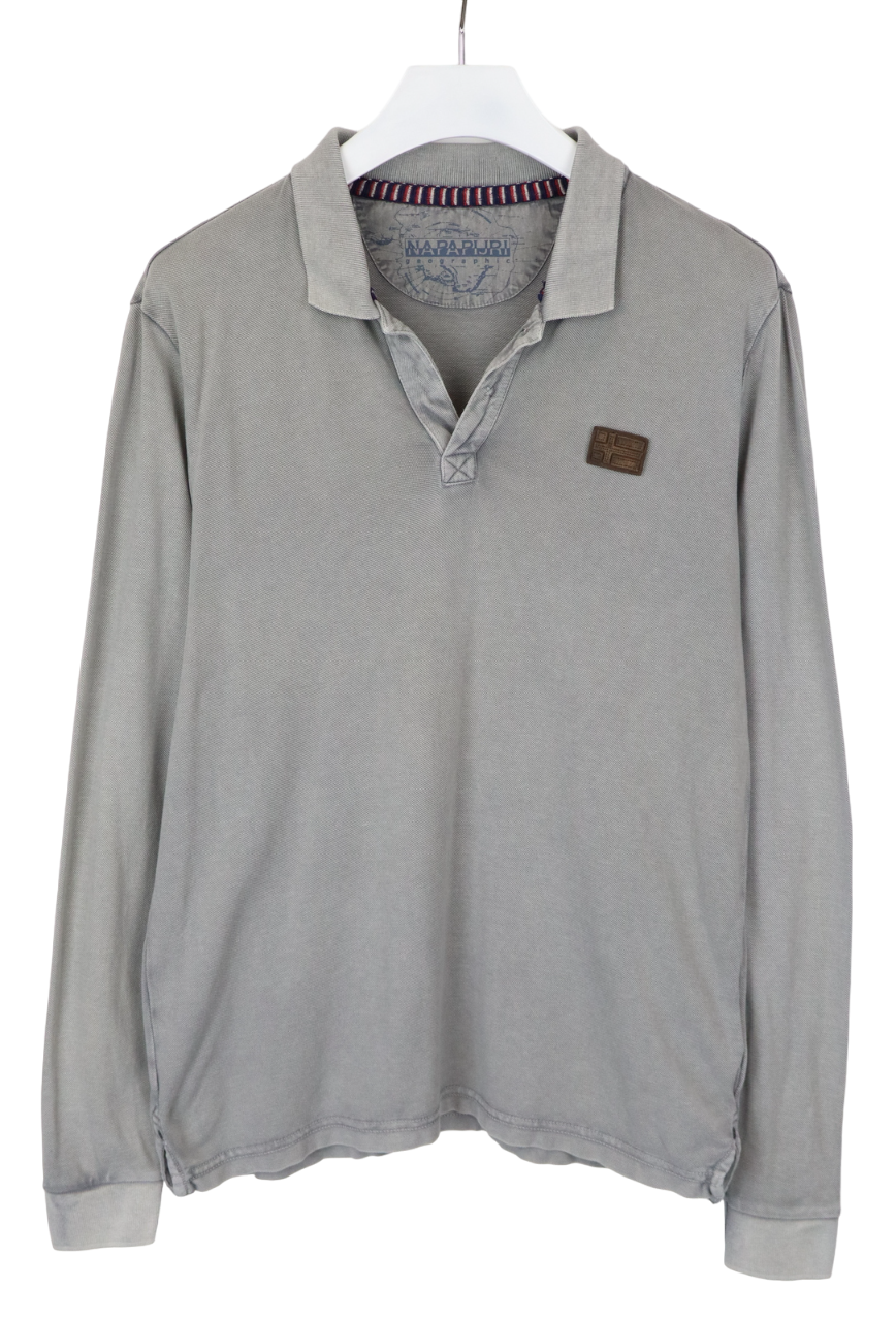 NAPAPIJRI N0Y9XY T-Shirt Men's LARGE Long Sleeve Polo Logo