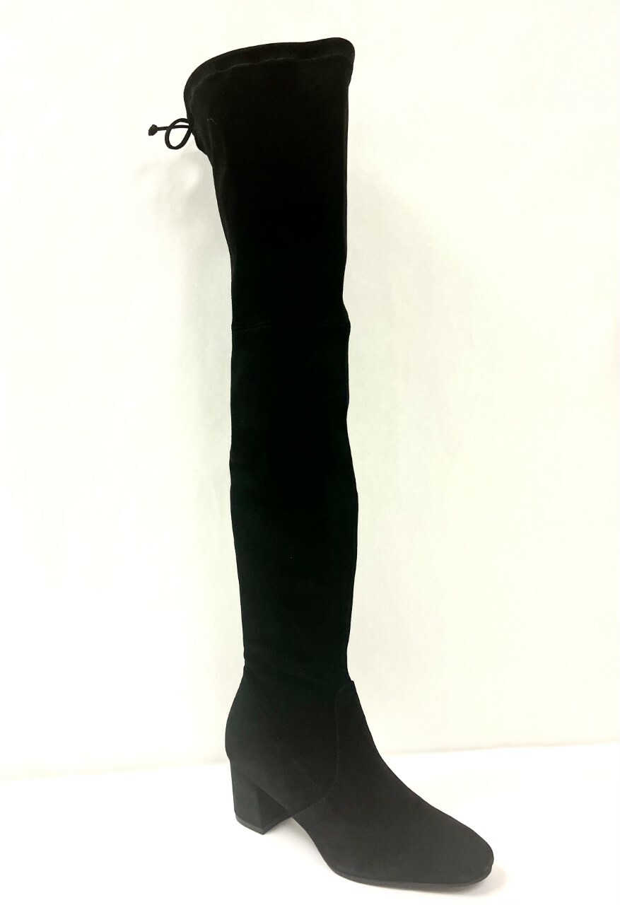 Pre-owned Stuart Weitzman $895  Genna 60 Black Suede Over The Knee Boot S4833