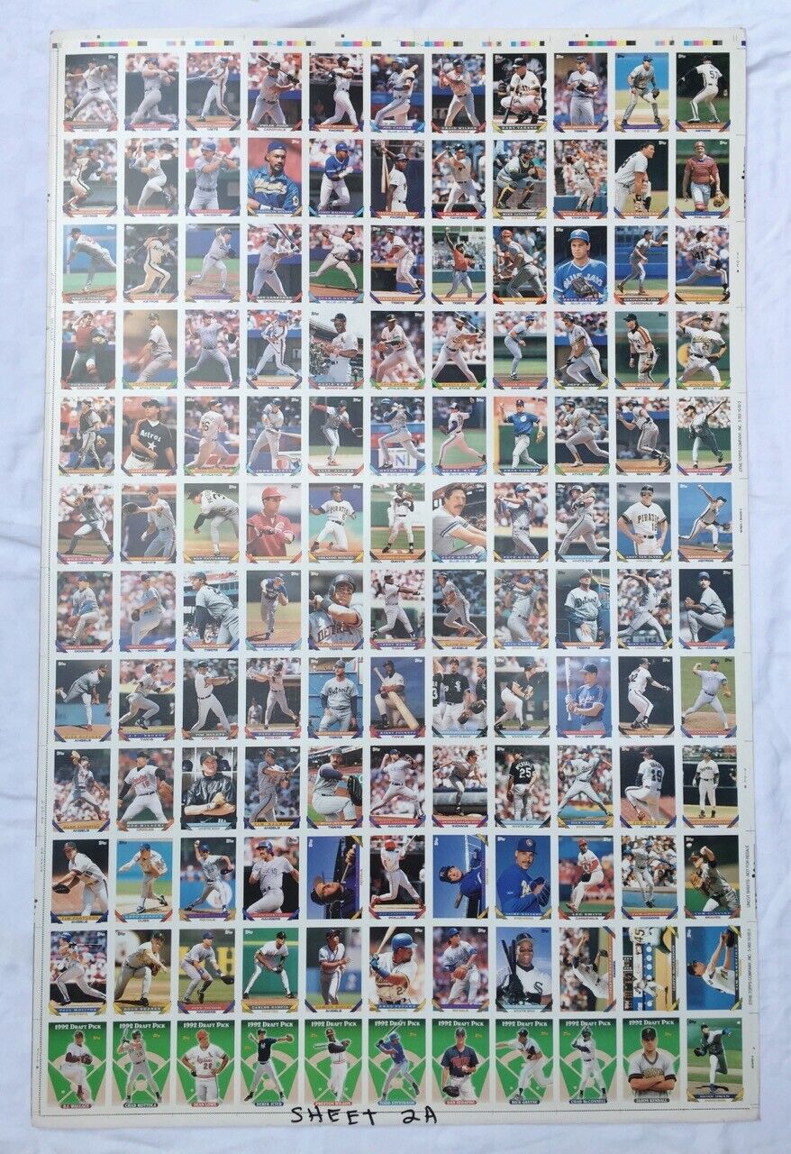 Vintage TOPPS Baseball Cards. UNCUT Sheet 1993 Pre Vintage TOPPS Baseball Cards. UNCUT Sheet 1993 Pre
