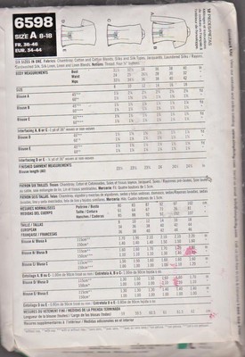 New Look Classic Blouses Sewing  Pattern Sz 8-18