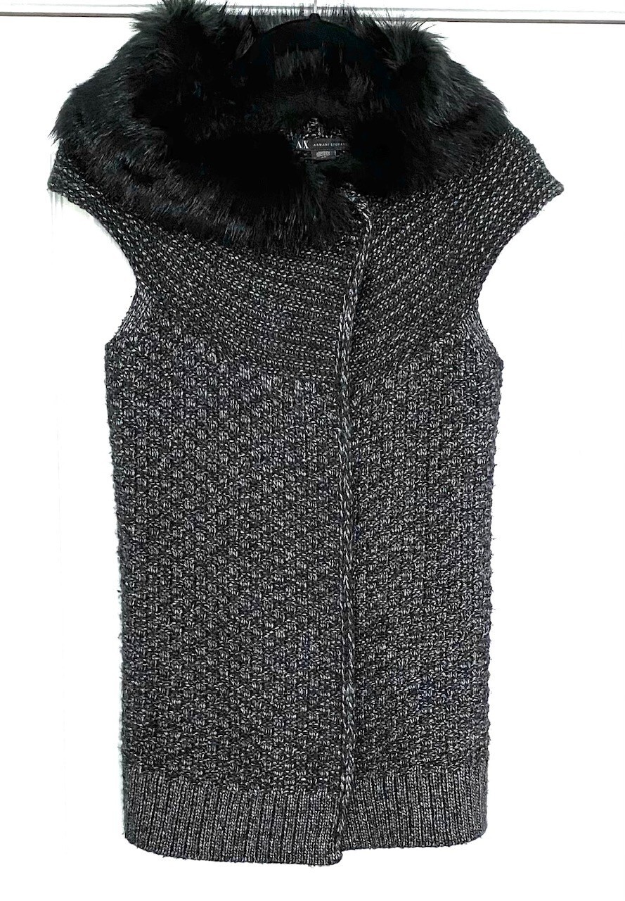

A/X ARMANI EXCHANGE Жилет крупной вязки со съемным воротником-шалью из искусственного меха  4/6, Multicolor