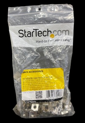 StarTech M5 Cage Nuts for Server Racks / Cabinets - 50 Pack Silver Computer Tech