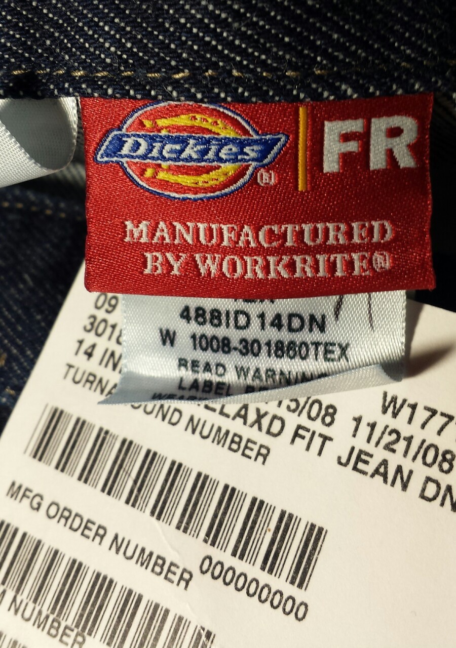 Dickies Workrite FR Flame Resistant 18.3 Relaxed Fit 5-Pocket Denim Jeans 42-34