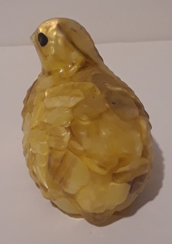Lucite Shell Confetti Chick Baby Bird Textured Paperweight Figurine Easter Decor