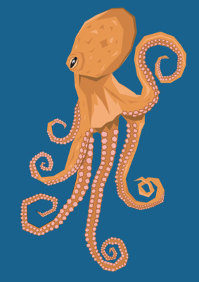 OCTOPUS *2X3 FRIDGE MAGNET* SEA CREATURES EIGHT LIMBED LEGS SOFT BODIED SWIM INK