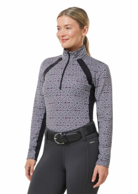 Kerrits Rail Side Quarter Zip Tech Top Print - Black Starlight