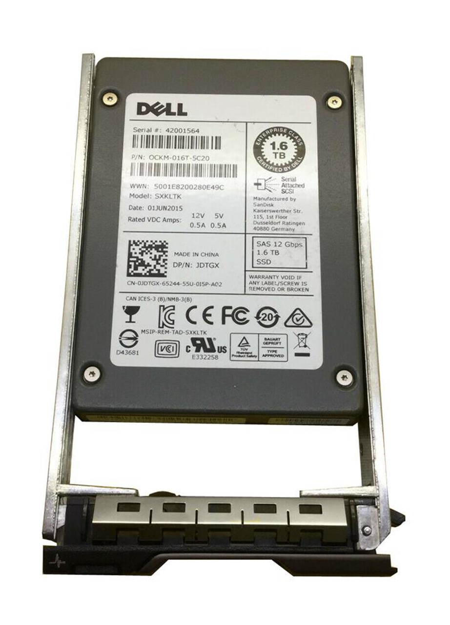 1年保証/再生品】Dell JDTGX 1.6TB 2.5 SFF SAS3 12G SSD Solid State
