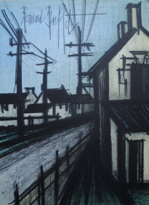 Bernard Buffet: La Route Du Village, Lithography Original Signed, Mourlot