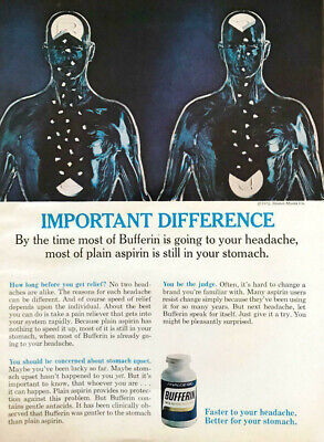 1973 Bufferin Analgesic Print Ad Faster to Your Headache Better for Your (Best Analgesic For Headache)