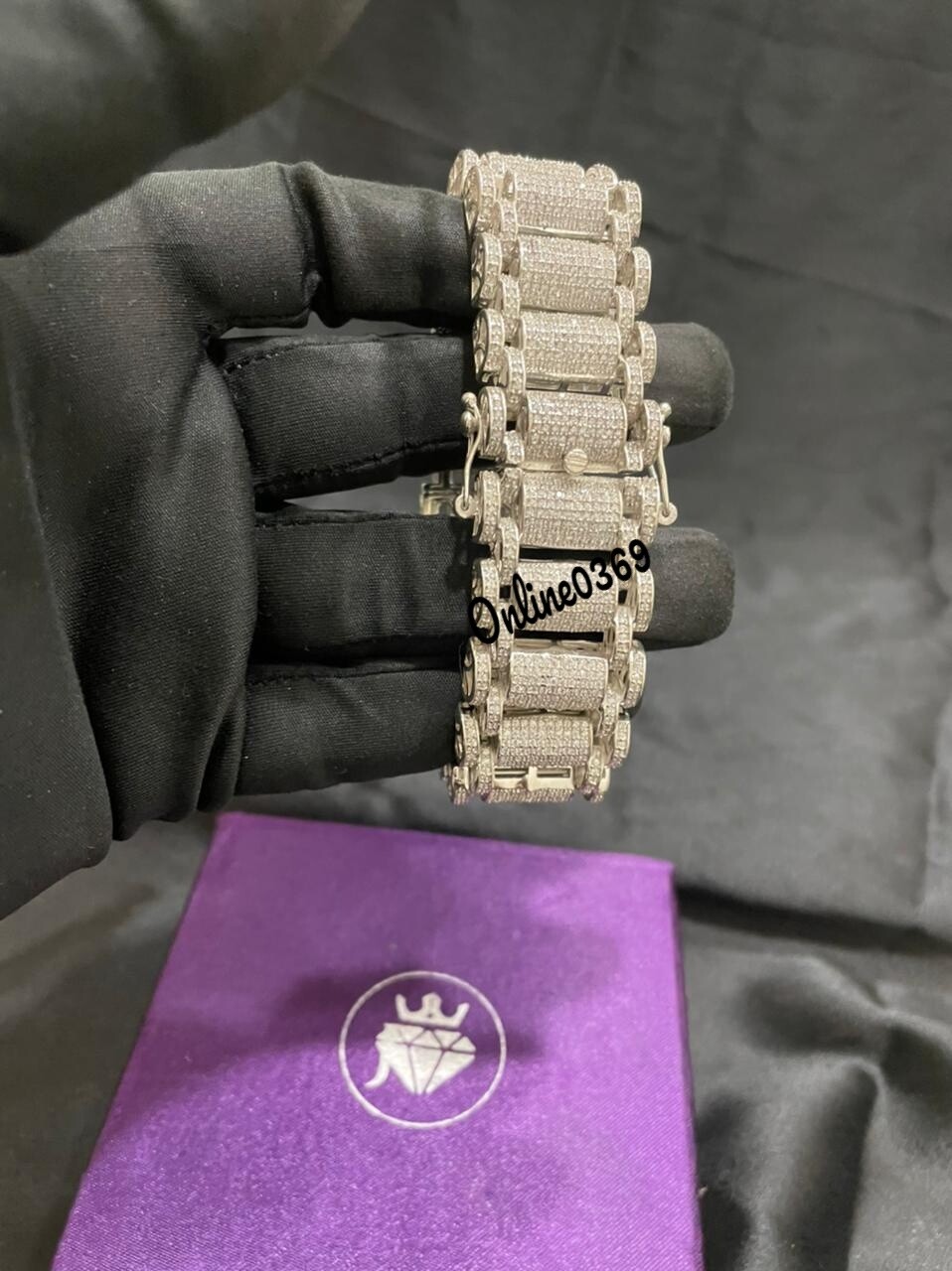 Pre-owned Online0369 8.11ct Rd Cubic Zirconia Mens Wide Link Tennis 8" Bracelet Silver Free Stud In White