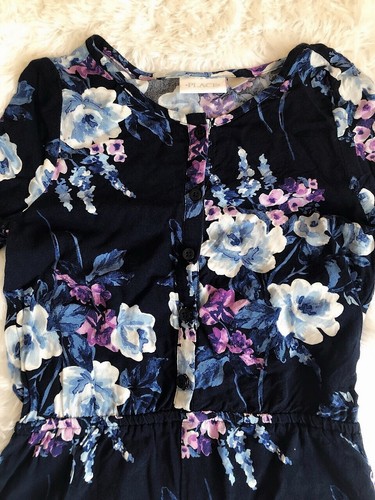 Girls Size 8 Long Bell Sleeve Floral Romper