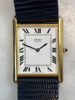 Vintage SEIKO Gold Tone Case Tank Men's Watch. 2 Jewels 7430 Vintage SEIKO Gold Tone Case Tank Men's Watch. 2 Jewels 7430