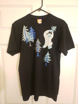 Gama-Go Yeti Running Wild In Forest Print. Medium Black T-Shirt.