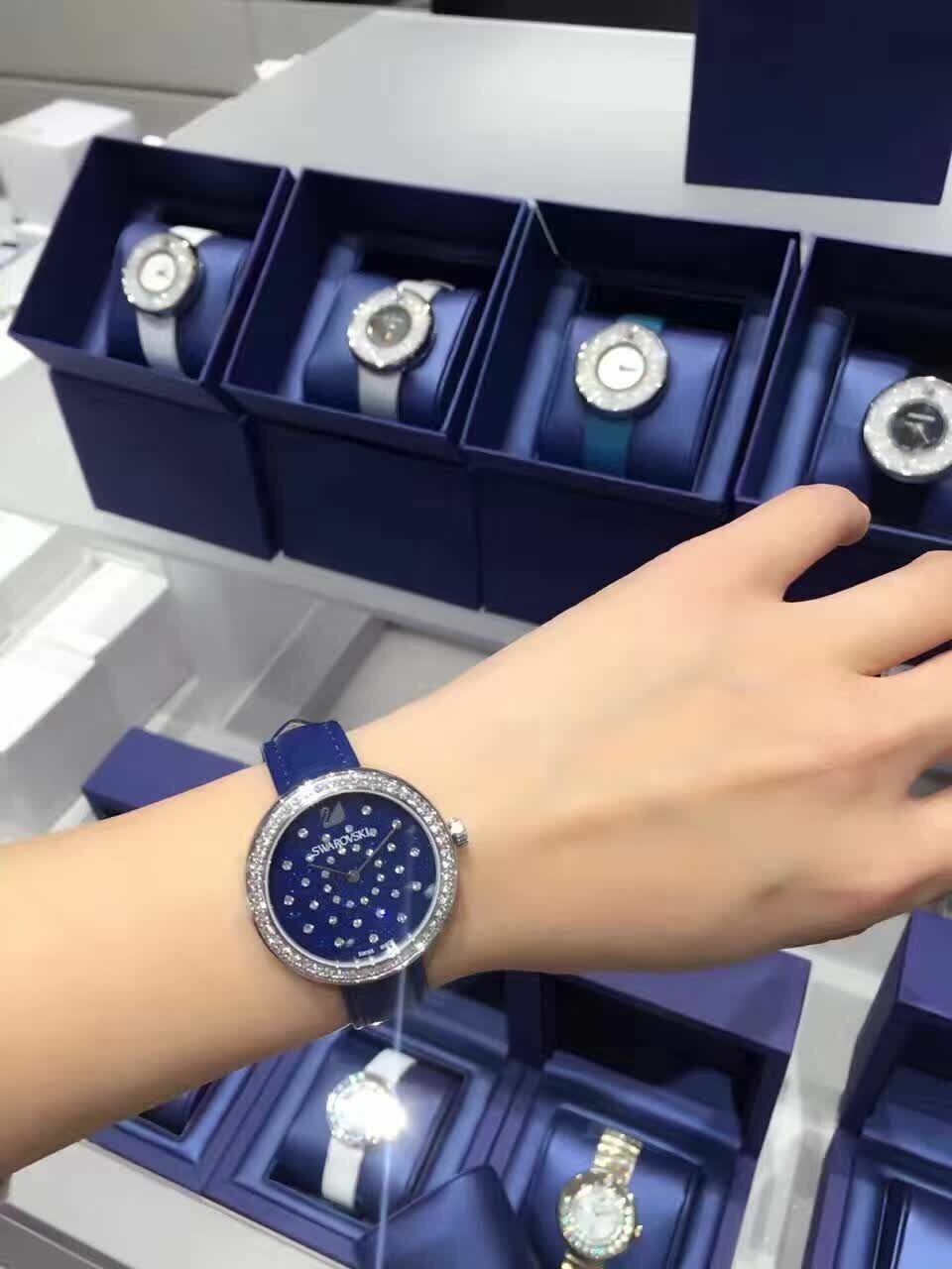 Swarovski Women's Daytime Blue Leather Strap Watch - 5235485 Swarovski Women's Daytime Blue Leather Strap Watch - 5235485