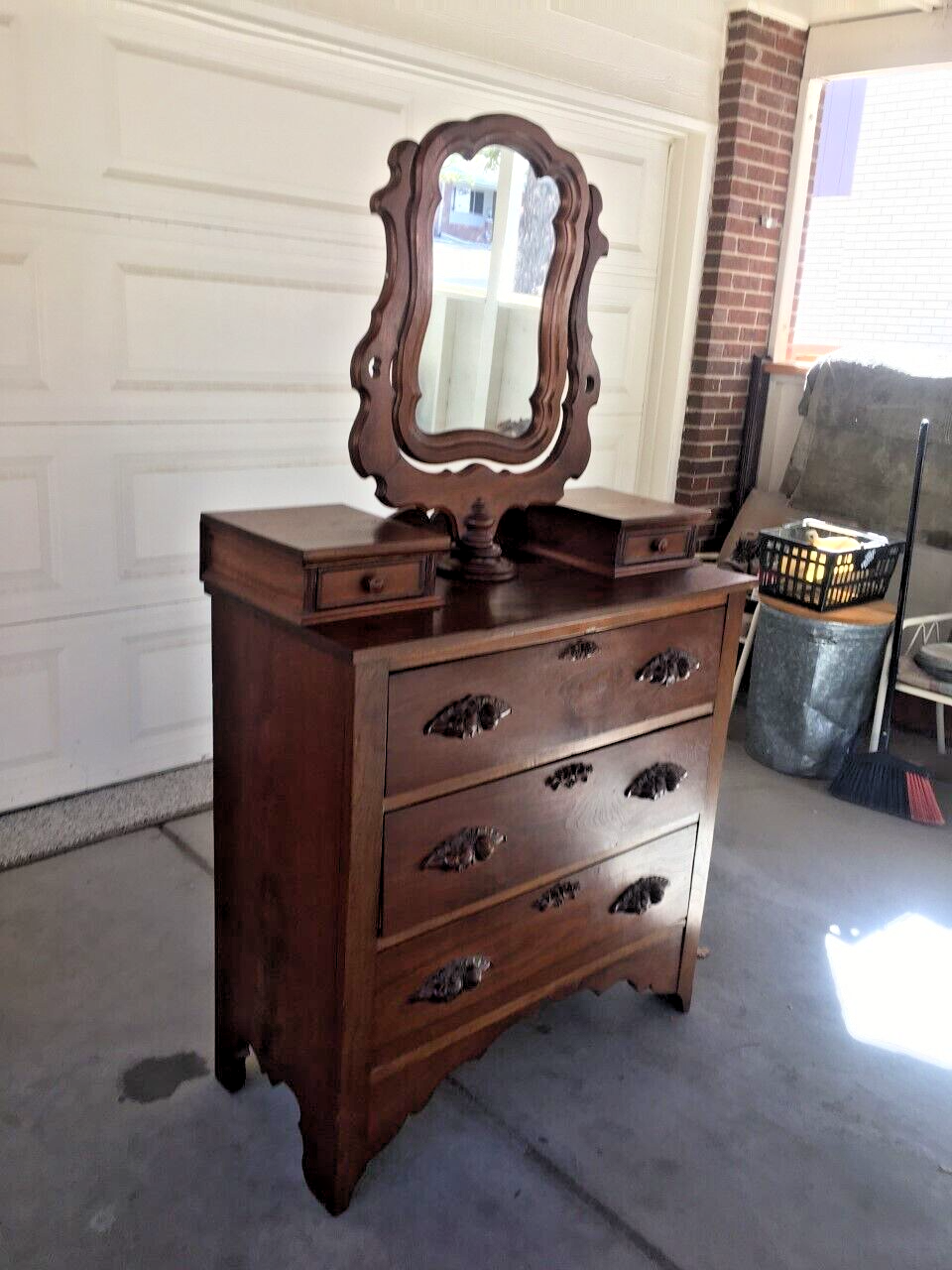 Antique Victorian Style Dresser with Horseshoe Mirror 1880