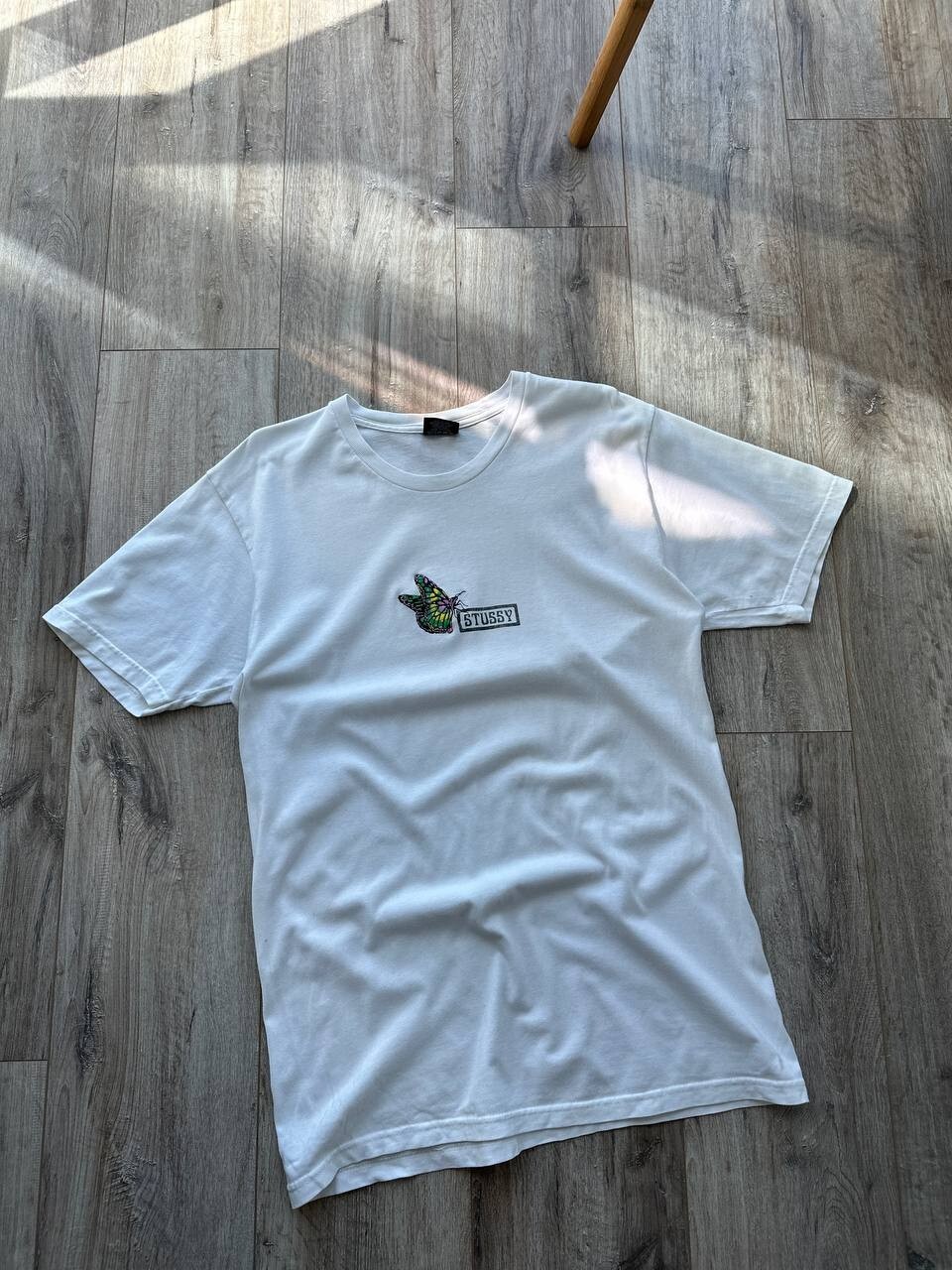 Stussy Vintage T shirt Butterfly Logo Brand White Color