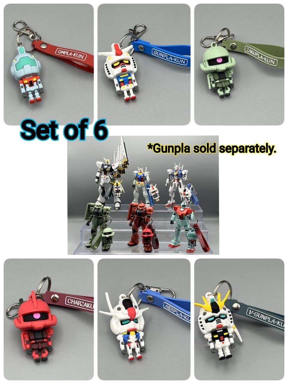 ミュージシャン muque quega-kun mascot keychain Gunpla-kun 3D rubber mascot keychain Complete set of all 6