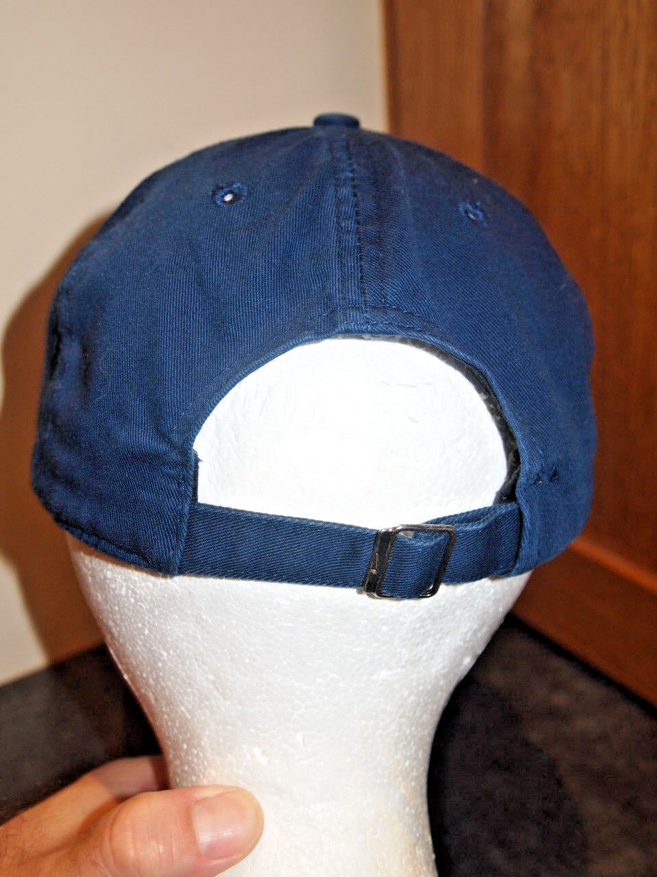 VTG Rare 90s NIKE Baseball Hat Strapback Cap Indigo Blue Cotton White Swoosh