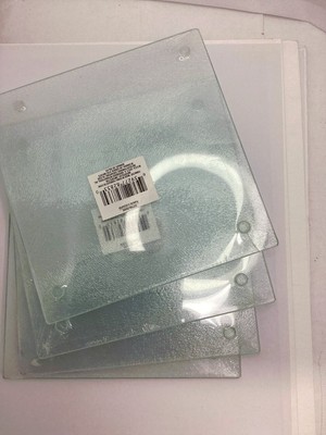 Square Clear Glass Plate Textured Set 10x10 Inches Tempered Durable