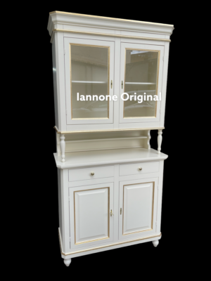 CREDENZA CRISTALLIERA  AVORIO E FOGLIA ORO NAPOLETANA