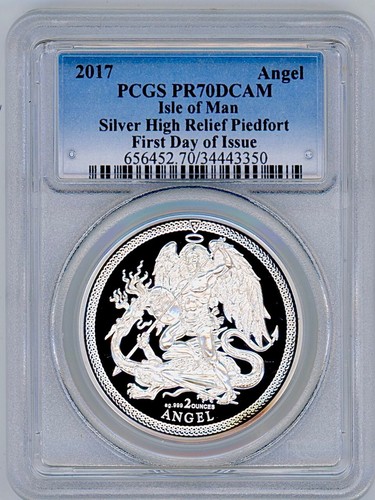 2017 Isle of Man Angel 2 oz PCGS 70 FDOI UC Piedfort Silver