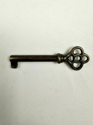 KY-3AB Antique Brass Hollow Barrel Skeleton Key for Drawer OR Cabinet Lock