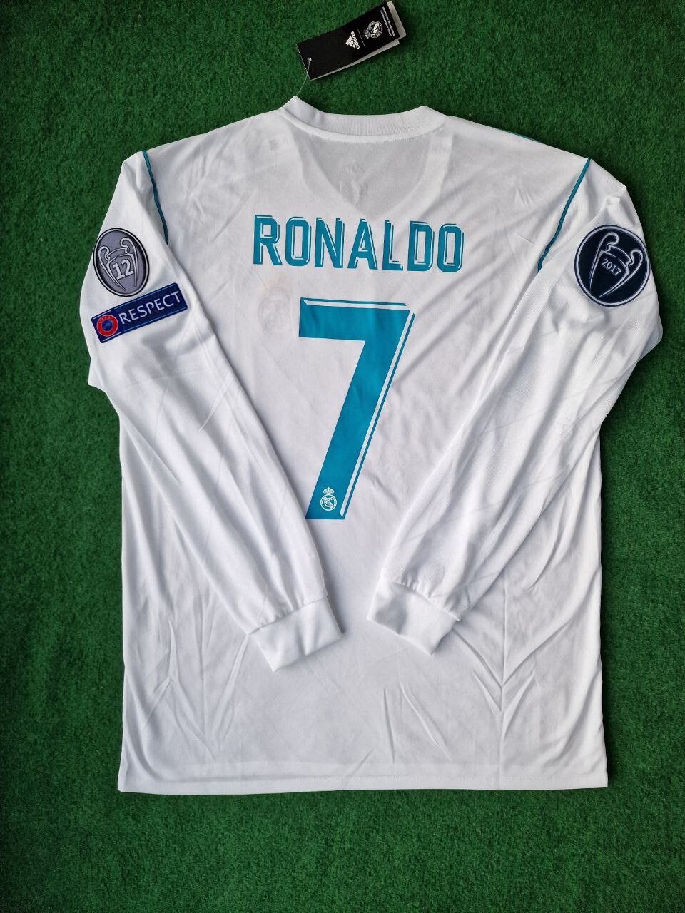 Real Madrid Kyiv 2018 Ronaldo ジャージ Real Madrid 2018 Final Kyiv White Retro Football Jersey