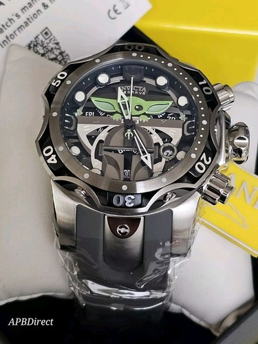 Pre-owned Invicta - Star Wars 228 Grogu Mandalorian - Venom 1000m Baby Yoda Mens Watch