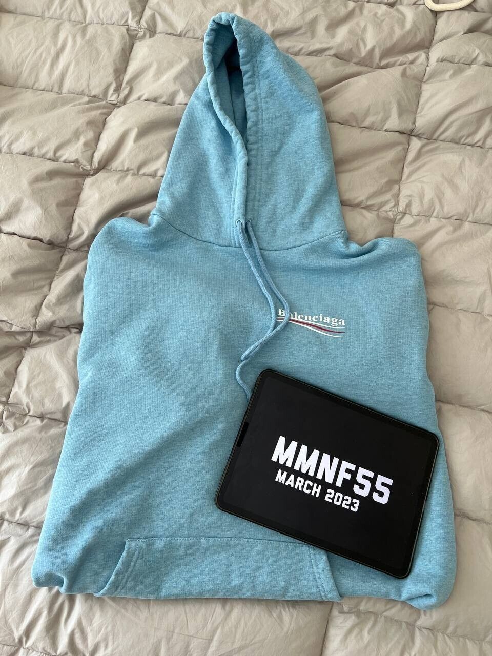 Authentic BALENCIAGA POLITICAL CAMPAIGN LOGO HOODIE | BLUE Authentic BALENCIAGA POLITICAL CAMPAIGN LOGO HOODIE | BLUE