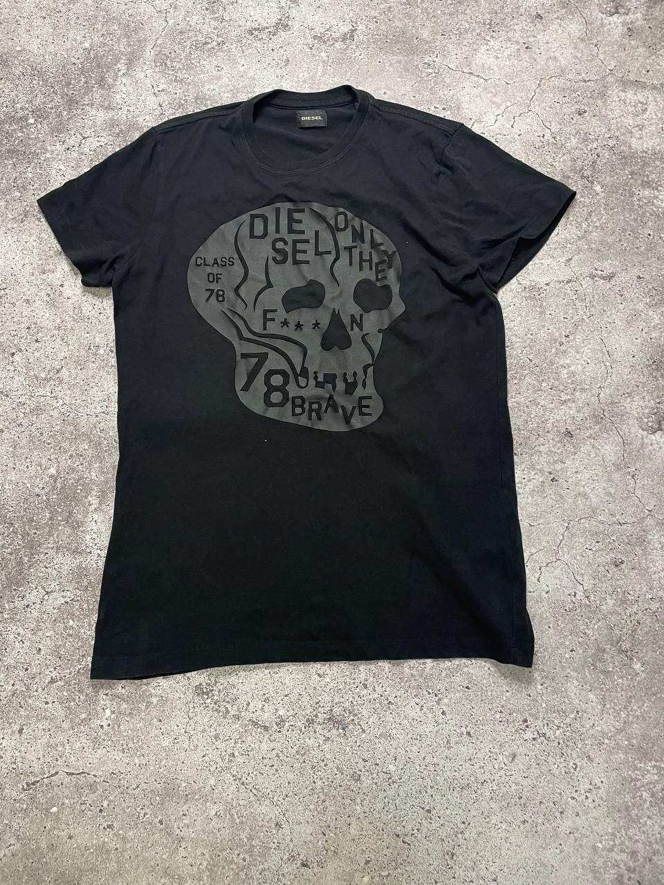 Vintage Diesel Skull Graphic Tee Black Class of 78 Print M
