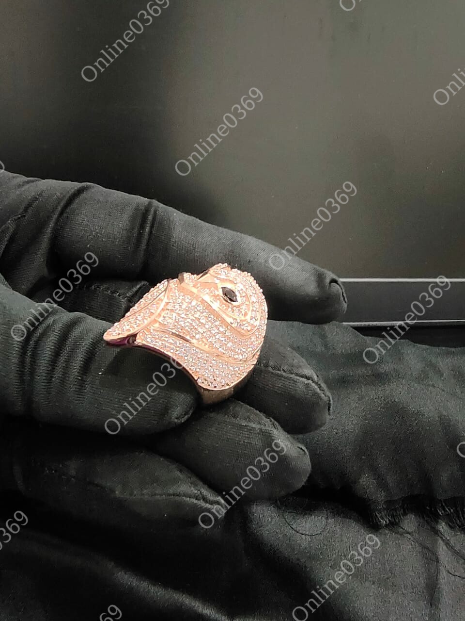 Pre-owned Online0369 14k Rose Gold Plated Men's 2 Ct Round Cubic Zirconia Owl Ring In 925 Silver In White