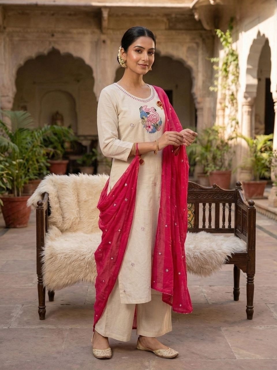 Indian Bollywood Women's Kurti  Pure Khadi Cotton Set Designer Kurta Suit Dress